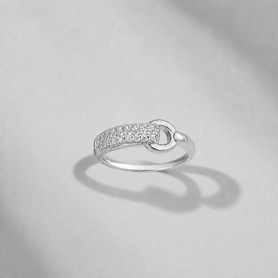 Picture of 925 Silver CZ Buckle Ring