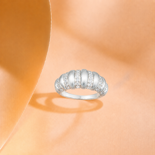 Picture of 925 Silver Textured CZ Band Ring