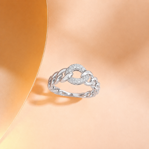 Picture of 925 Silver CZ Chain Link Ring