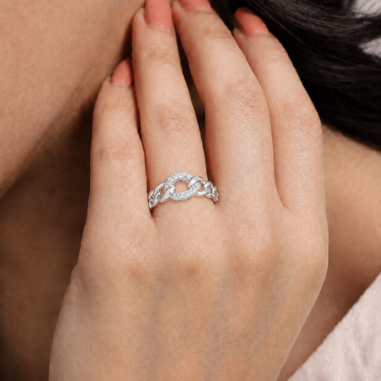Picture of 925 Silver CZ Chain Link Ring