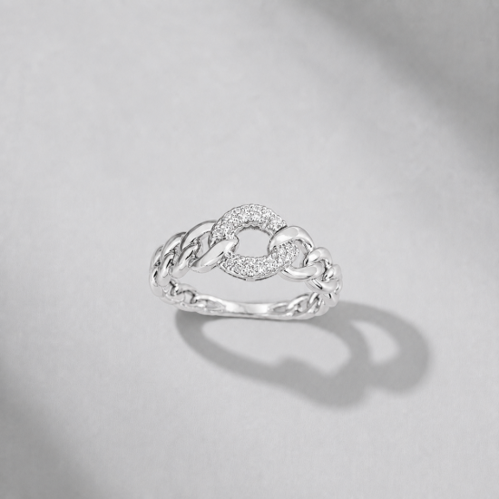 Picture of 925 Silver CZ Chain Link Ring