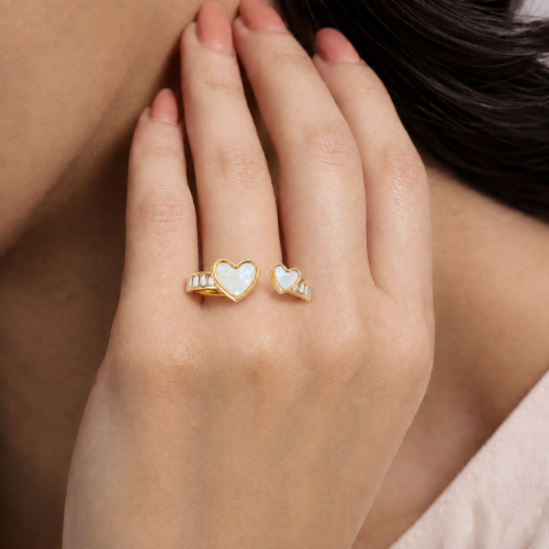 Picture of 925 Silver Double Heart Open Ring
