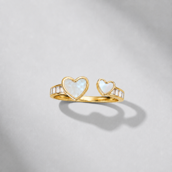 Picture of 925 Silver Double Heart Open Ring