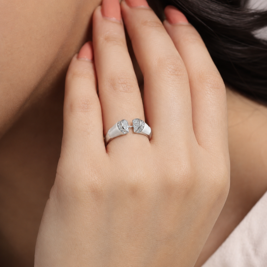 Picture of 925 Silver Open Heart CZ Ring
