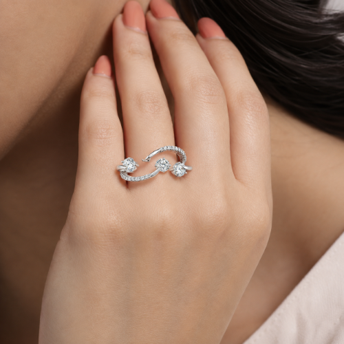 Picture of 925 Silver Triple Stone Open CZ Ring