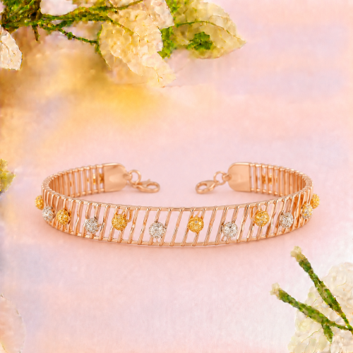Picture of 925 Sterling Silver Rose Gold Flexible Ball Mesh Bracelet
