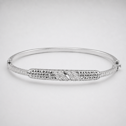 Picture of 925 Sterling Silver CZ Designer Bangle Bracelet