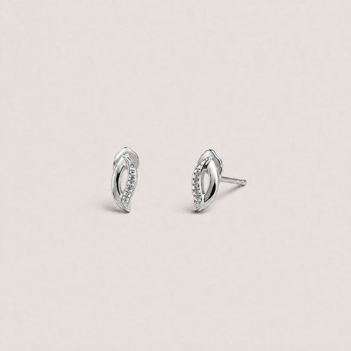 Picture of 925 Silver Leaf CZ Stud Earrings
