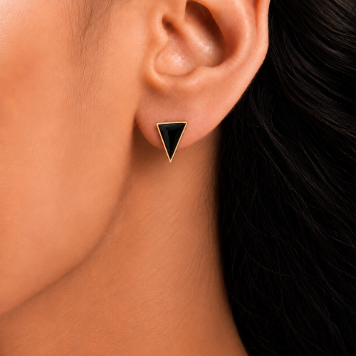 Picture of 925 Silver Black Triangle Studs