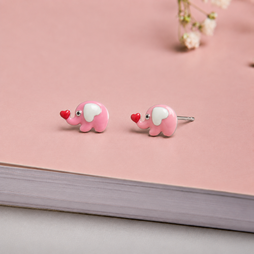 Picture of 925 Silver Pink Elephant Studs