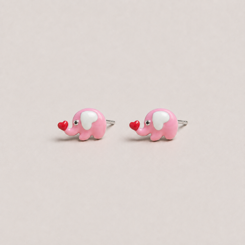Picture of 925 Silver Pink Elephant Studs