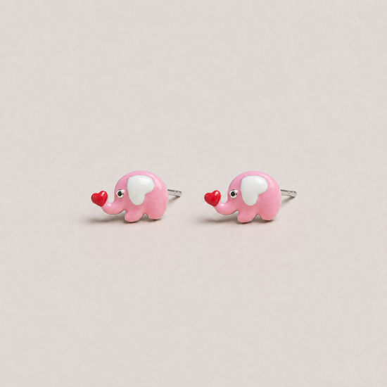 Picture of 925 Silver Pink Elephant Studs