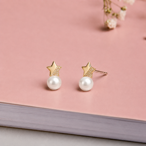 Picture of 925 Silver Star Pearl Studs