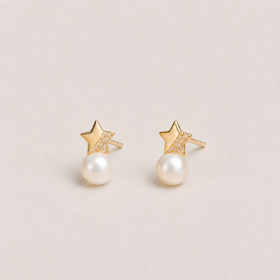 Picture of 925 Silver Star Pearl Studs