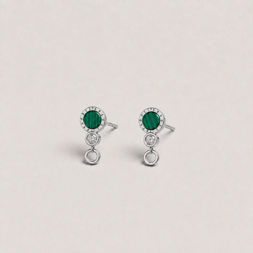 Picture of 925 Silver Green Malachite Circle Stud Earrings