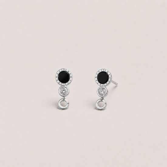 Picture of 925 Silver Black Onyx Circle Stud Earrings