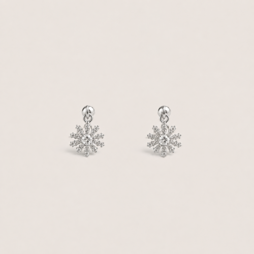 Picture of 925 Silver Snowflake Drop Stud Earrings