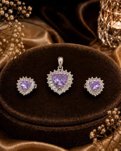 Picture of 925 Purple Heart Pendant Set