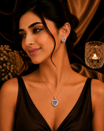 Picture of 925 Purple Heart Pendant Set
