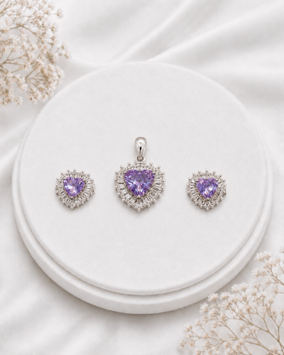 Picture of 925 Purple Heart Pendant Set