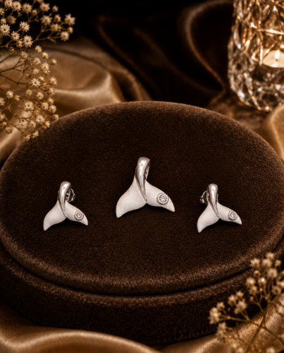 Picture of 925  Silver Whale Tail Pendant Set