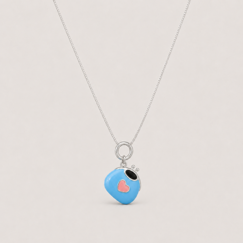 Picture of 925 Silver Blue Heart Charm Pendant Necklace