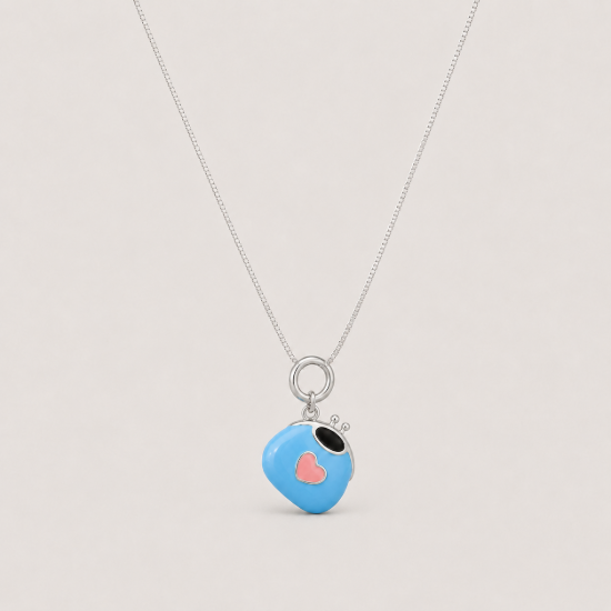 Picture of 925 Silver Blue Heart Charm Pendant Necklace