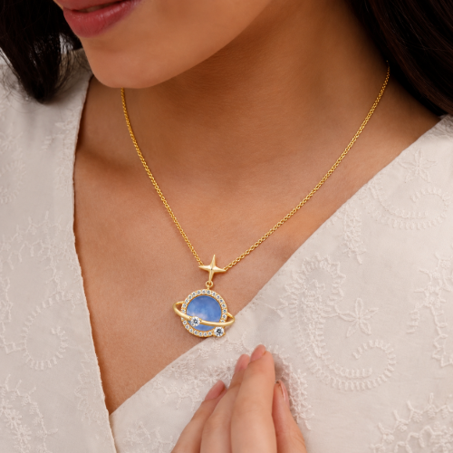 Picture of 925 Silver Celestial Planet Pendant Necklace