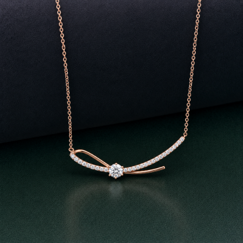 Picture of 925 Silver Curved CZ Bar Necklace