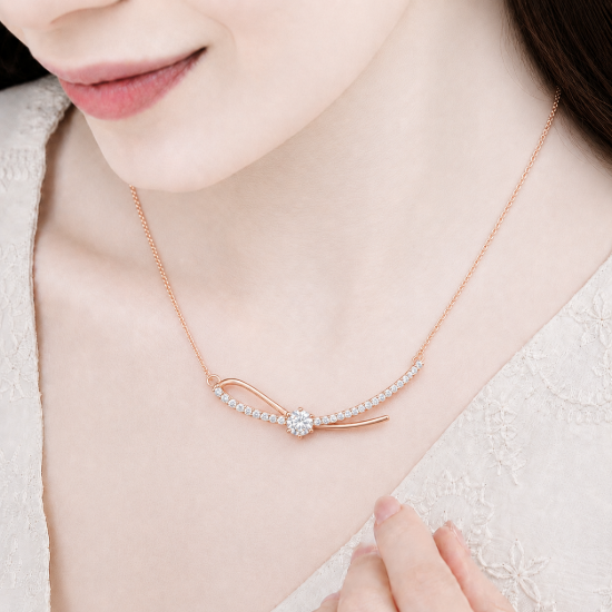 Picture of 925 Silver Curved CZ Bar Necklace