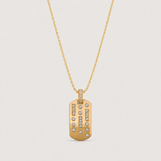 Picture of 925 Silver CZ Dog Tag Pendant Necklace