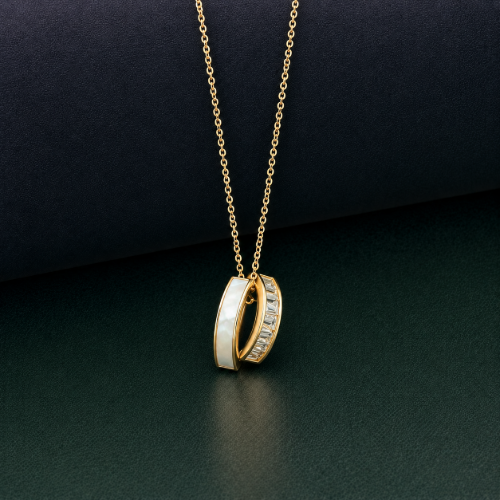 Picture of 925 Silver Dual Hoop Pendant Necklace