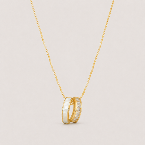 Picture of 925 Silver Dual Hoop Pendant Necklace