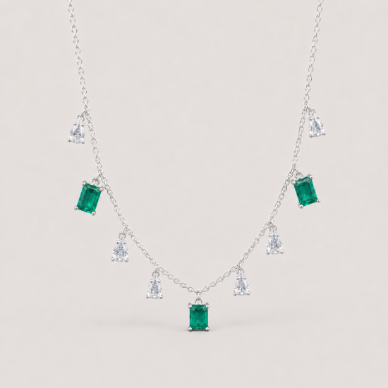 Picture of 925 Silver Emerald Drop Necklace