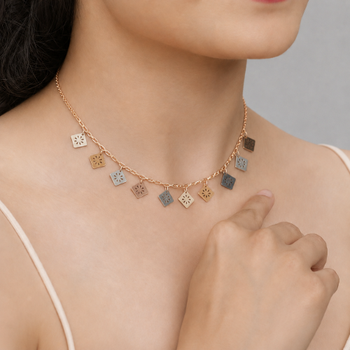 Picture of 925 Silver Geometric Charm Necklace