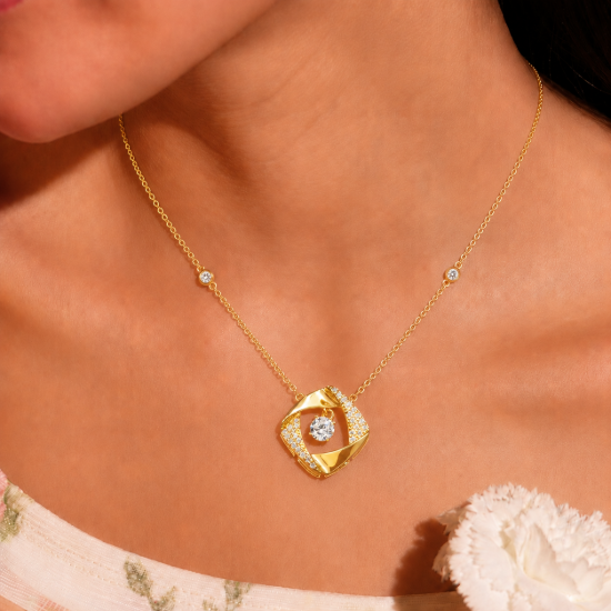 Picture of 925 Silver Geometric Solitaire Pendant Necklace