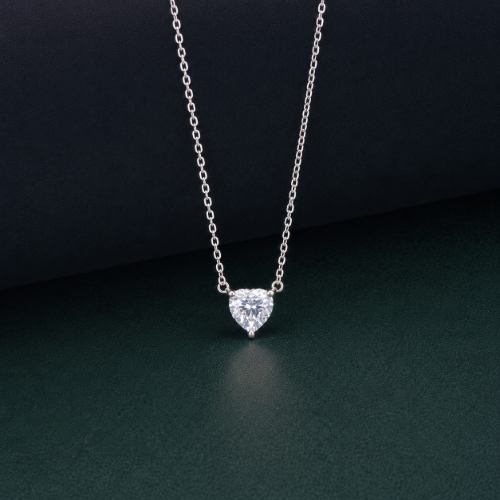Picture of 925 Silver Heart Solitaire Necklace