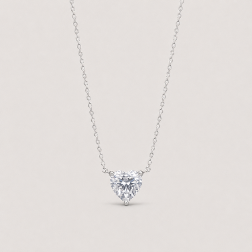 Picture of 925 Silver Heart Solitaire Necklace