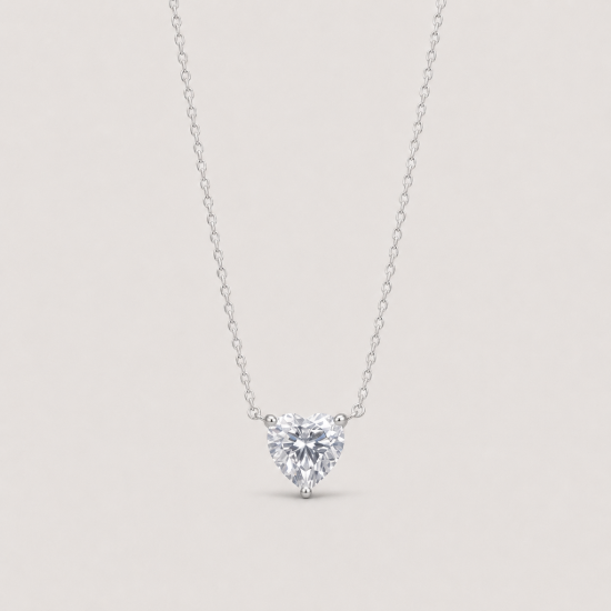 Picture of 925 Silver Heart Solitaire Necklace