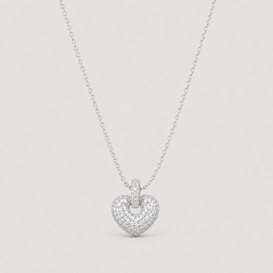 Picture of 925 Silver Pave Heart Pendant Necklace