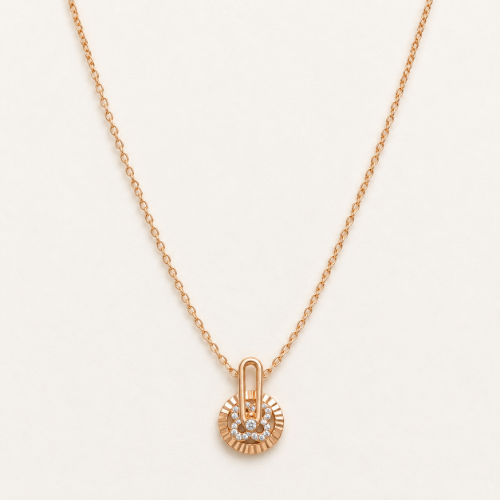 Picture of 925 Silver Rose Gold CZ Circle Link Pendant Necklace