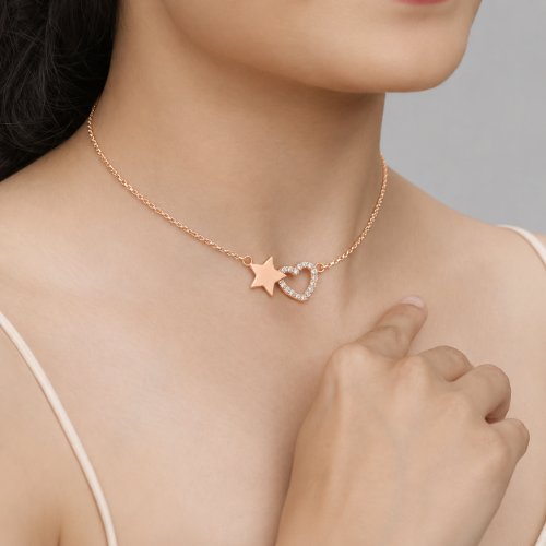 Picture of 925 Silver Star & Heart Necklace