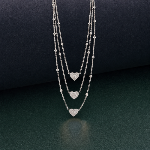 Picture of 925 Silver Triple Heart Layered Necklace