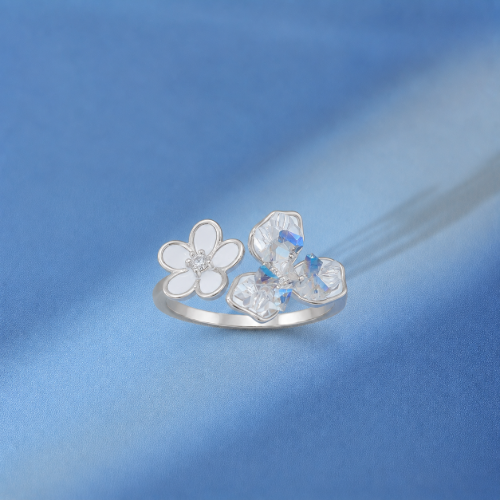 Picture of 925 Silver Crystal Flower Ring