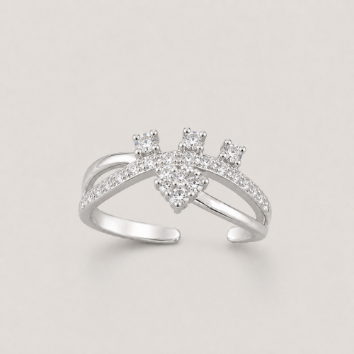 Picture of 925 Silver CZ Adjustable Crown Ring
