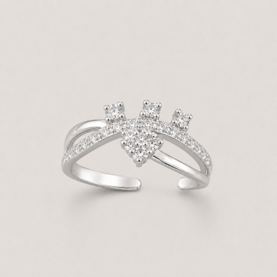 Picture of 925 Silver CZ Adjustable Crown Ring