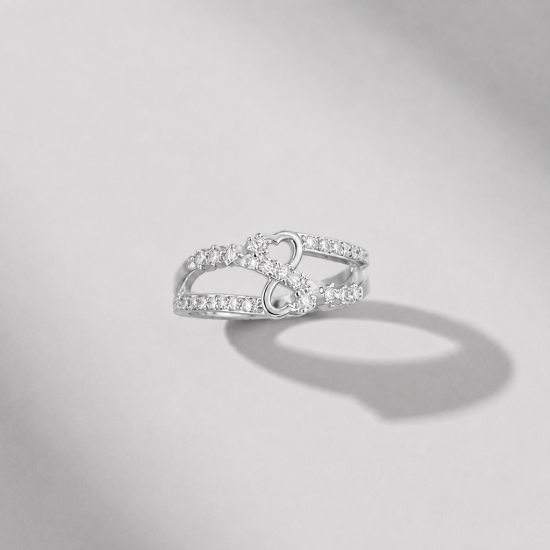 Picture of 925 Silver Double Heart CZ Ring