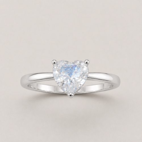 Picture of 925 Silver Heart Solitaire Ring