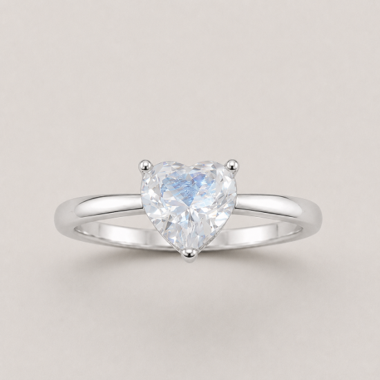 Picture of 925 Silver Heart Solitaire Ring
