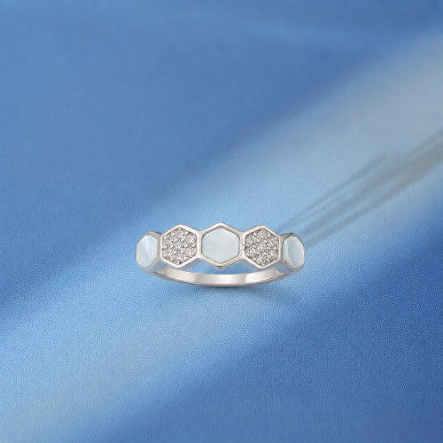 Picture of 925 Silver Hexagon Opal Ring